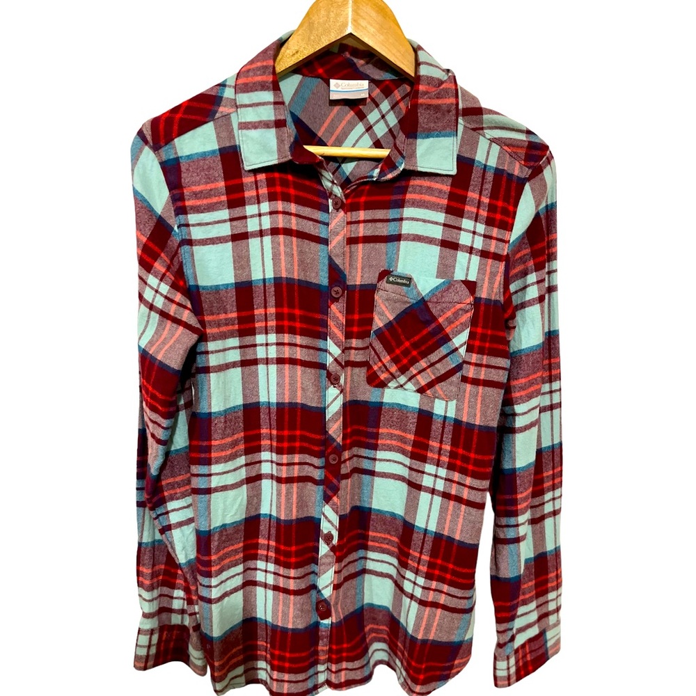 Columbia Flannel Simply Put II Rich Wine Plaid Sz M